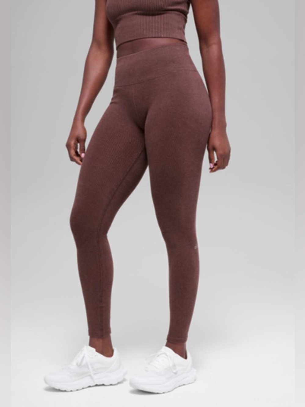 ALO Yoga Seamless High-Waist Two Tone Rib Legging - Brownstone Heather